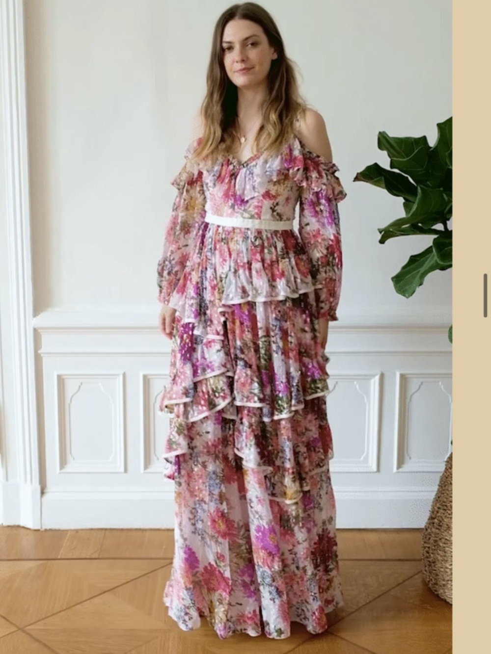 Needle & Thread ruffle cold shoulder maxi dress in allover floral
